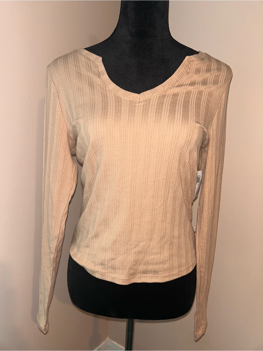 Old Navy Loves You Ribbed V-Neck Long Sleeve Top